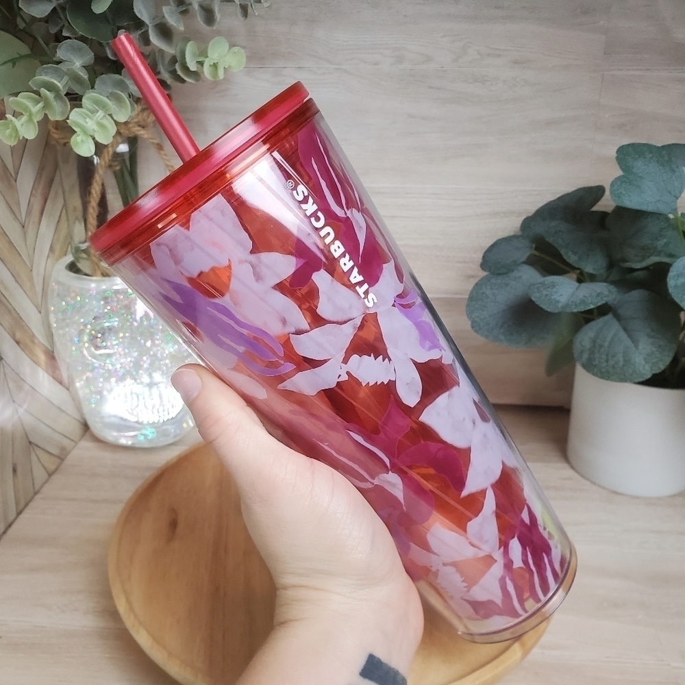 Starbucks Pink Floral Twist Cold Cup 24 oz Venti Limited Edition - Picture 4 of 9